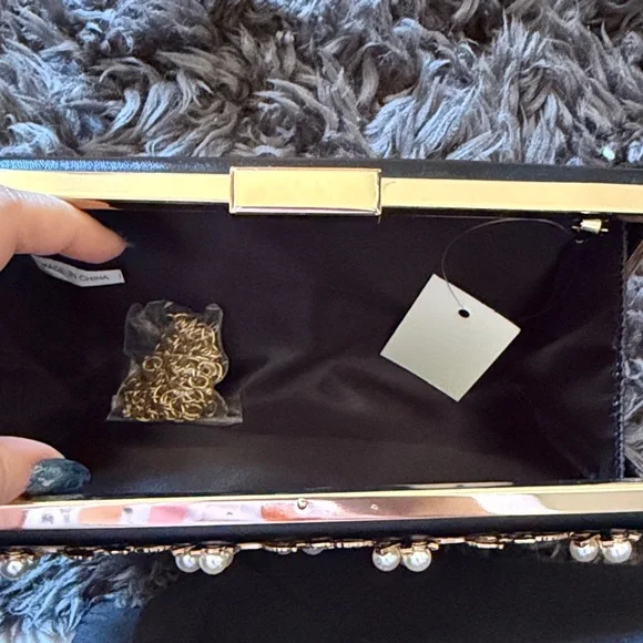 Embellished Black Floral Clutch - Picture 4 of 5